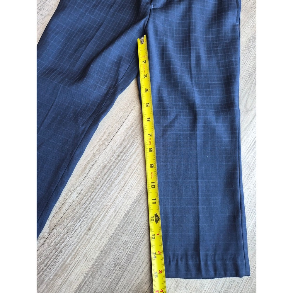 Andrew Fezza Boys Navy Blue Windowpane Plaid 3 Piece Suit Set Size 4 - Picture 11 of 13